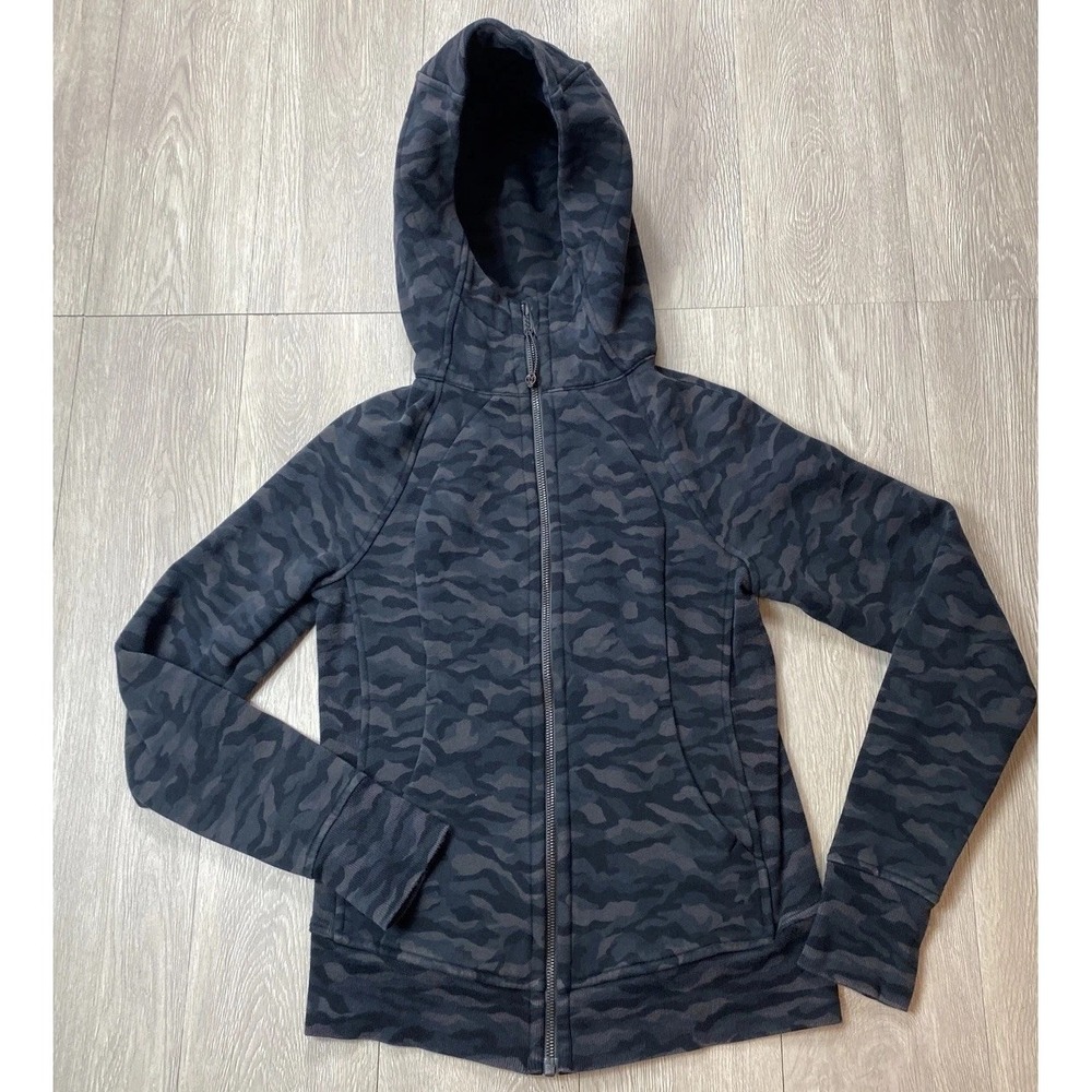 Lululemon SCUBA Hoodie Sweatshirt Women 4 Rare Camo Print!! Camouflage Run Train